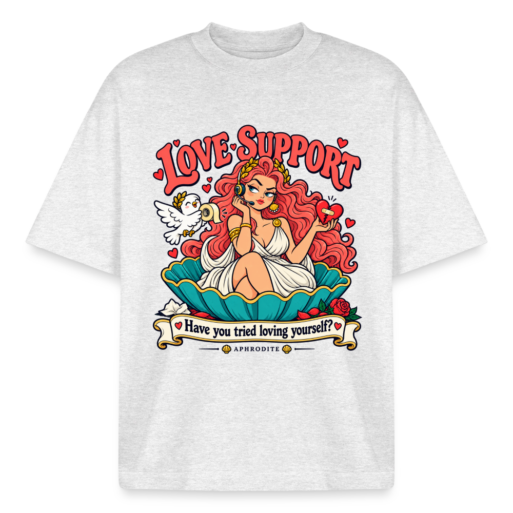 Aphrodite Love Support graphic tee in cool heather grey