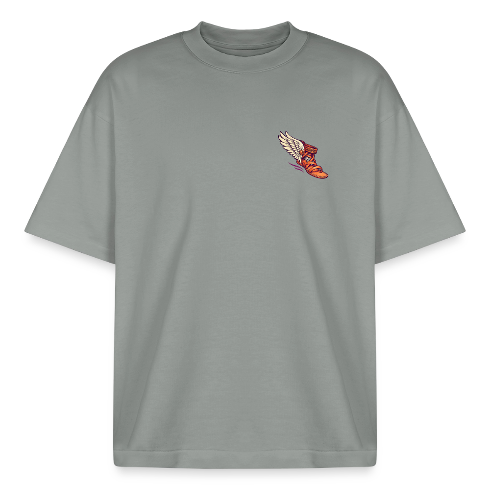 Hermes Greek mythology graphic tee in misty grey