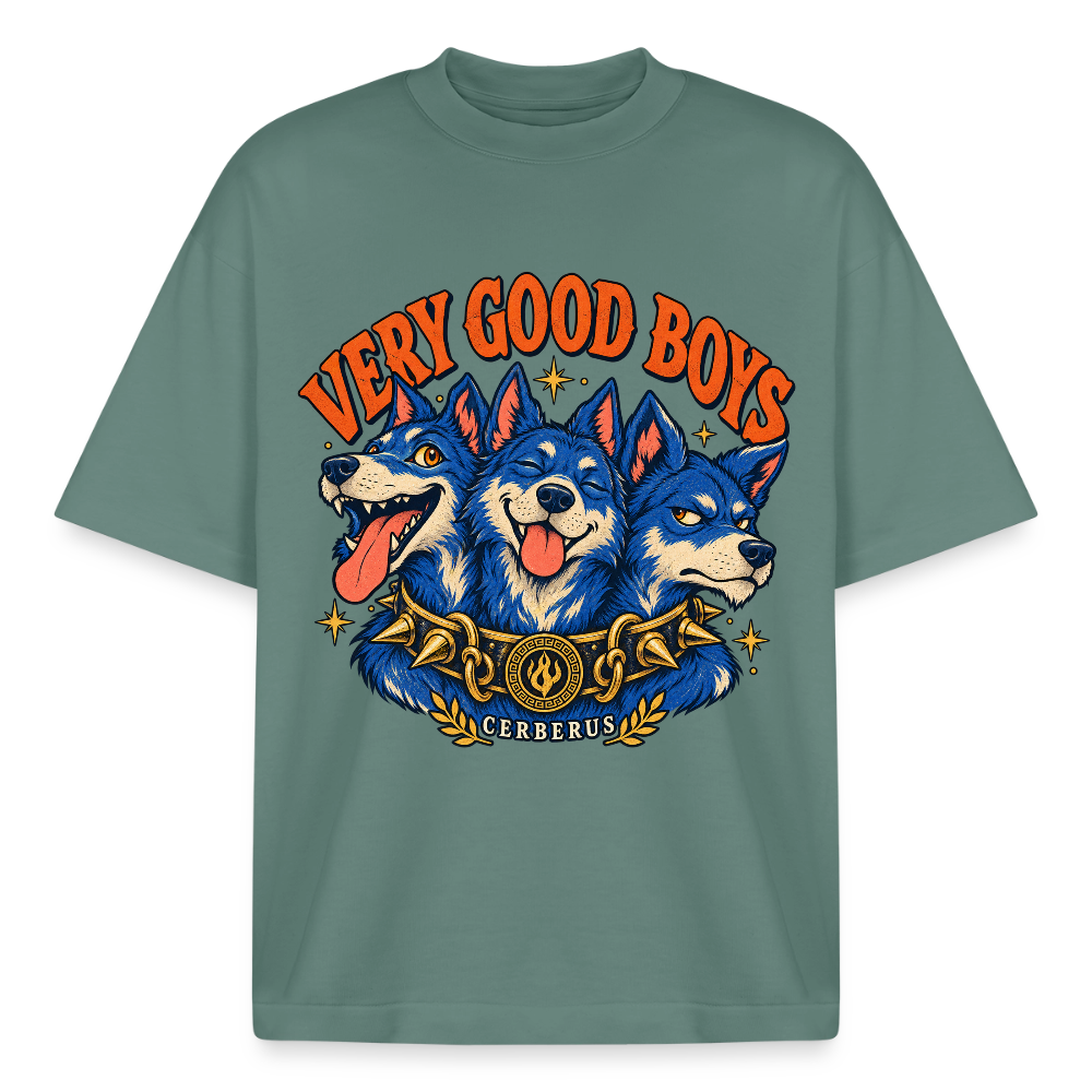 Cerberus Very Good Boys graphic tee in green bay