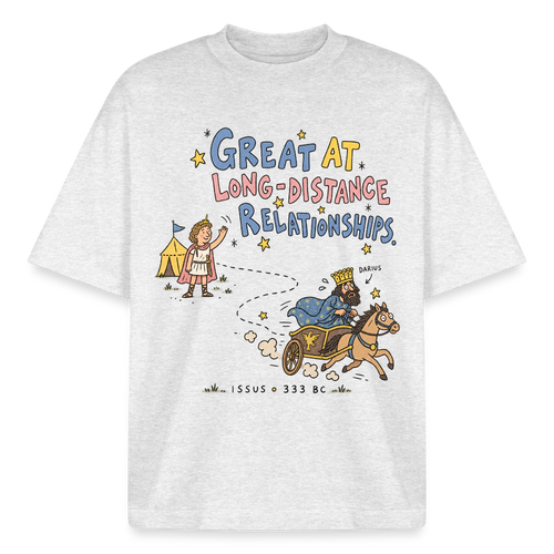 Alexander vs Darius ancient history graphic tee in cool heather grey