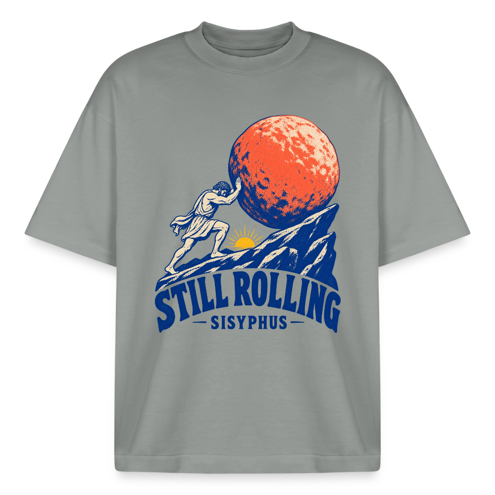 Sisyphus Still Rolling graphic tee in misty grey