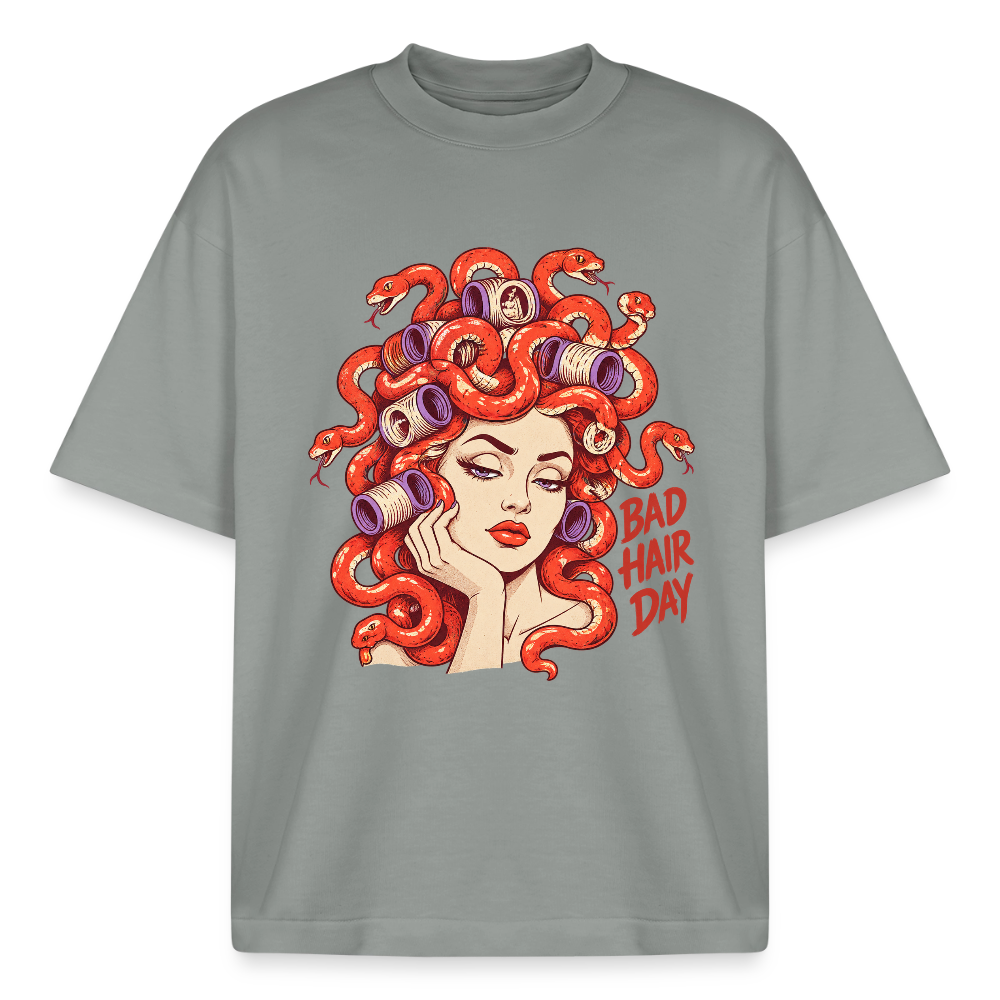 Medusa Greek mythology graphic tee in misty grey