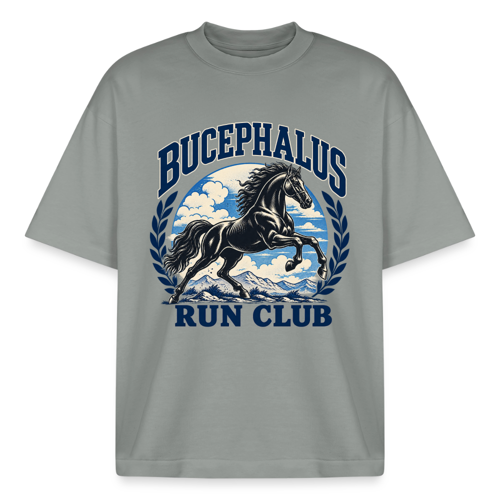 Bucephalus Run Club graphic tee in misty grey